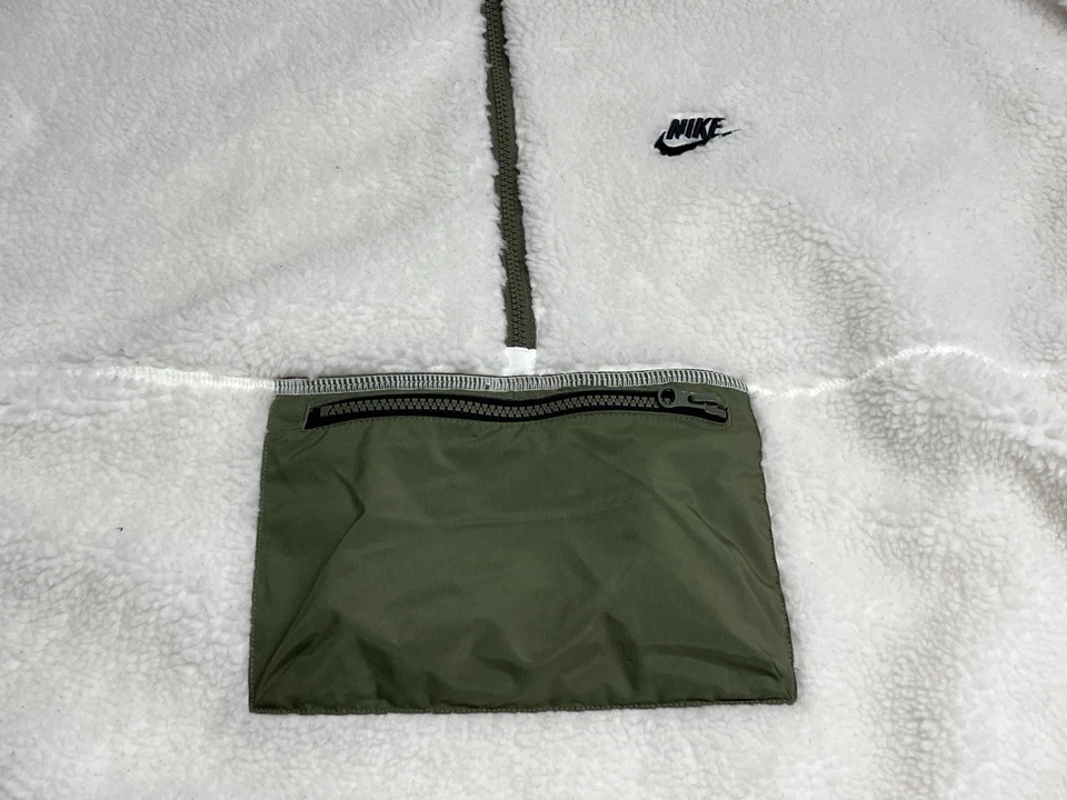 Suéter Nike Sherpa Polar 1/4 Cremallera Adulto Talla M Blanco Pullover Cremallera Bolsillo Frontal Foto 3 de 4