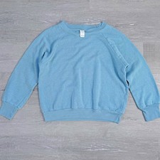 Vintage 1970s Light Baby Blue Sweatshirt Raglan Crew Made in USA XL