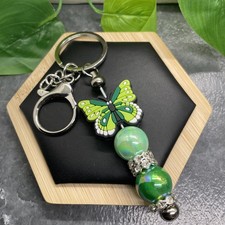 4.5 Stainless Steel Bubblegum Bead Keychain Purse Backpack Butterfly New B953