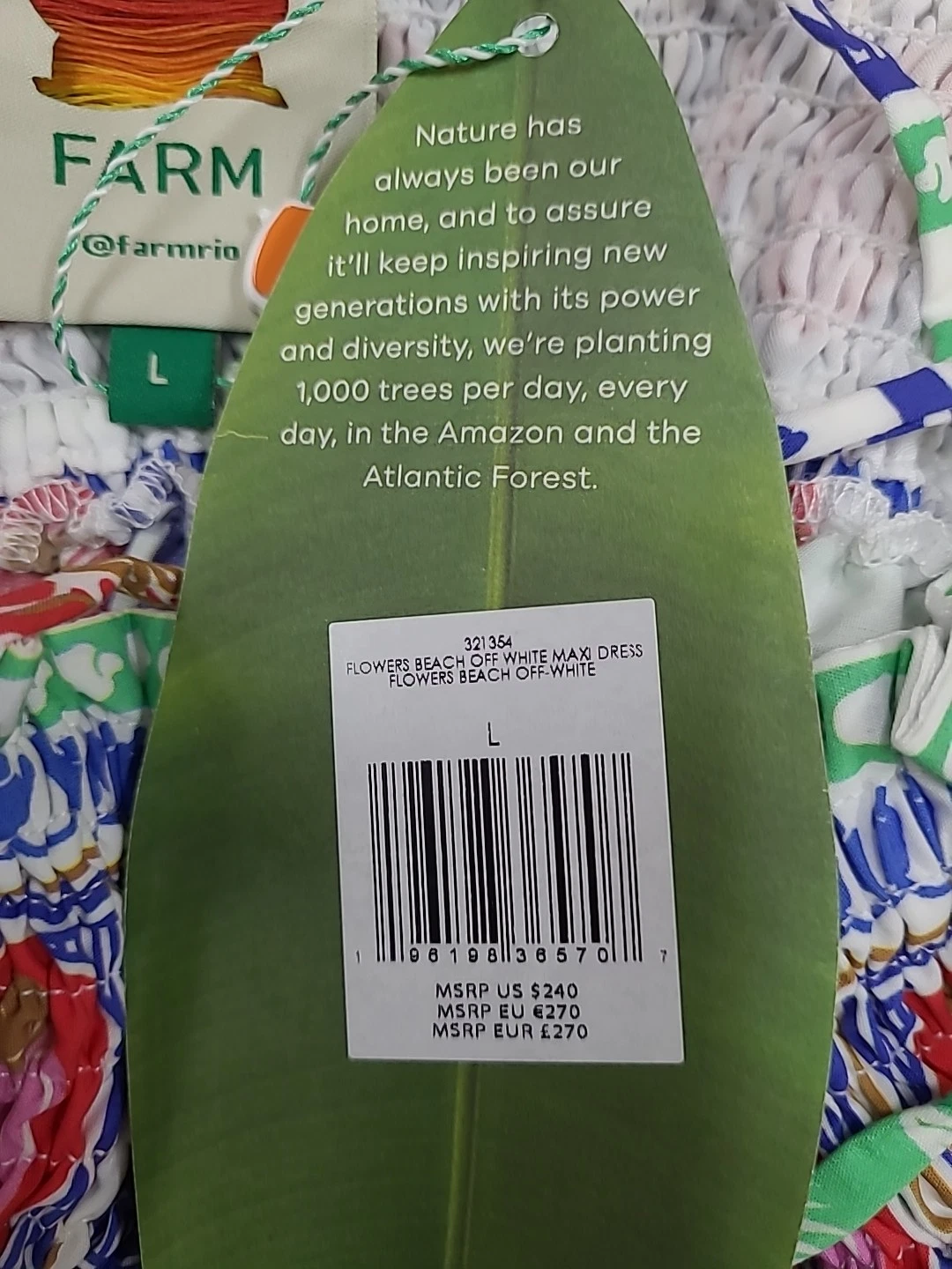 OFF WHITE Maxi abito smanicato nuovo Farm Rio fiori spiaggia bianco sporco taglia large