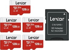 Lexar E-Series 5 PACK 128GB Micro SD microSDX UHS-I Flash 128GB W/ Adapter - NEW