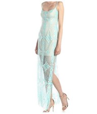 NWT BCBGMAXAZRIA Lace Geometric Maxi Dress In Blue Size 0