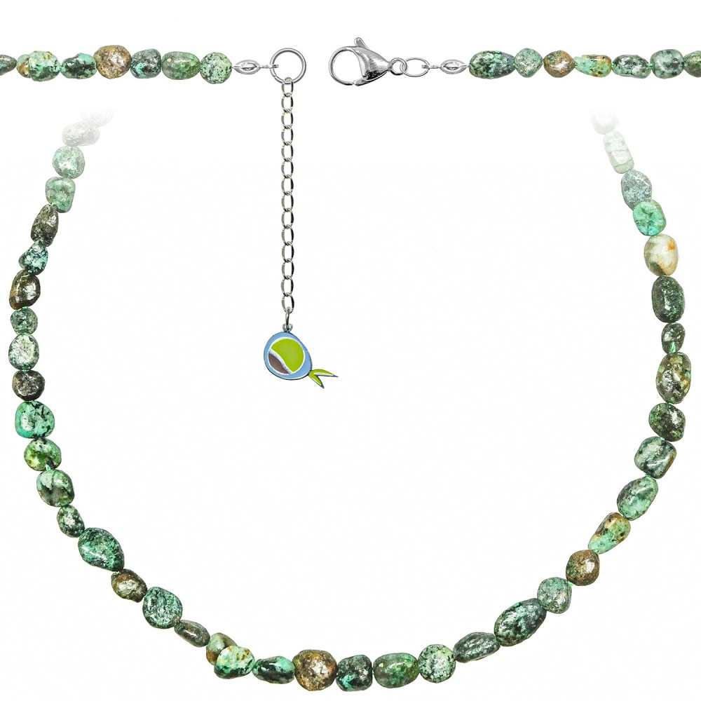 Collier en jaspe africain de 90 cm avec perles roulées naturelles de 5 à 8 mm