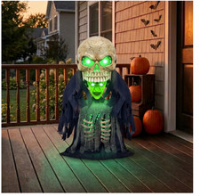 3-ft Lighted Skull Motion Activated Talking Animatronic Halloween Decor Home NEW