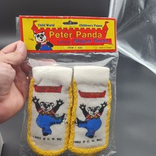 NEW Vintage 1983 Child World Children's Palace Peter Panda Slipper Socks Sz 7