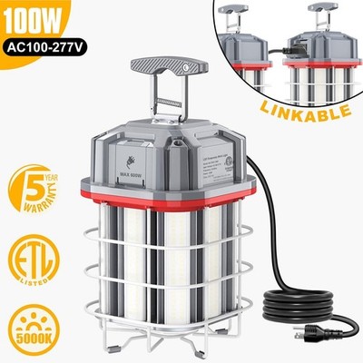 100W LED Temporary Work Light 14500Lm 5000K Linkable Construction Jobsite Light