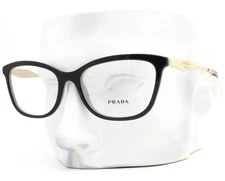 Prada Eyeglasses Glasses VPR 02Y 08Y-1O1 Black on Gray Pale Gold 52mm w/case