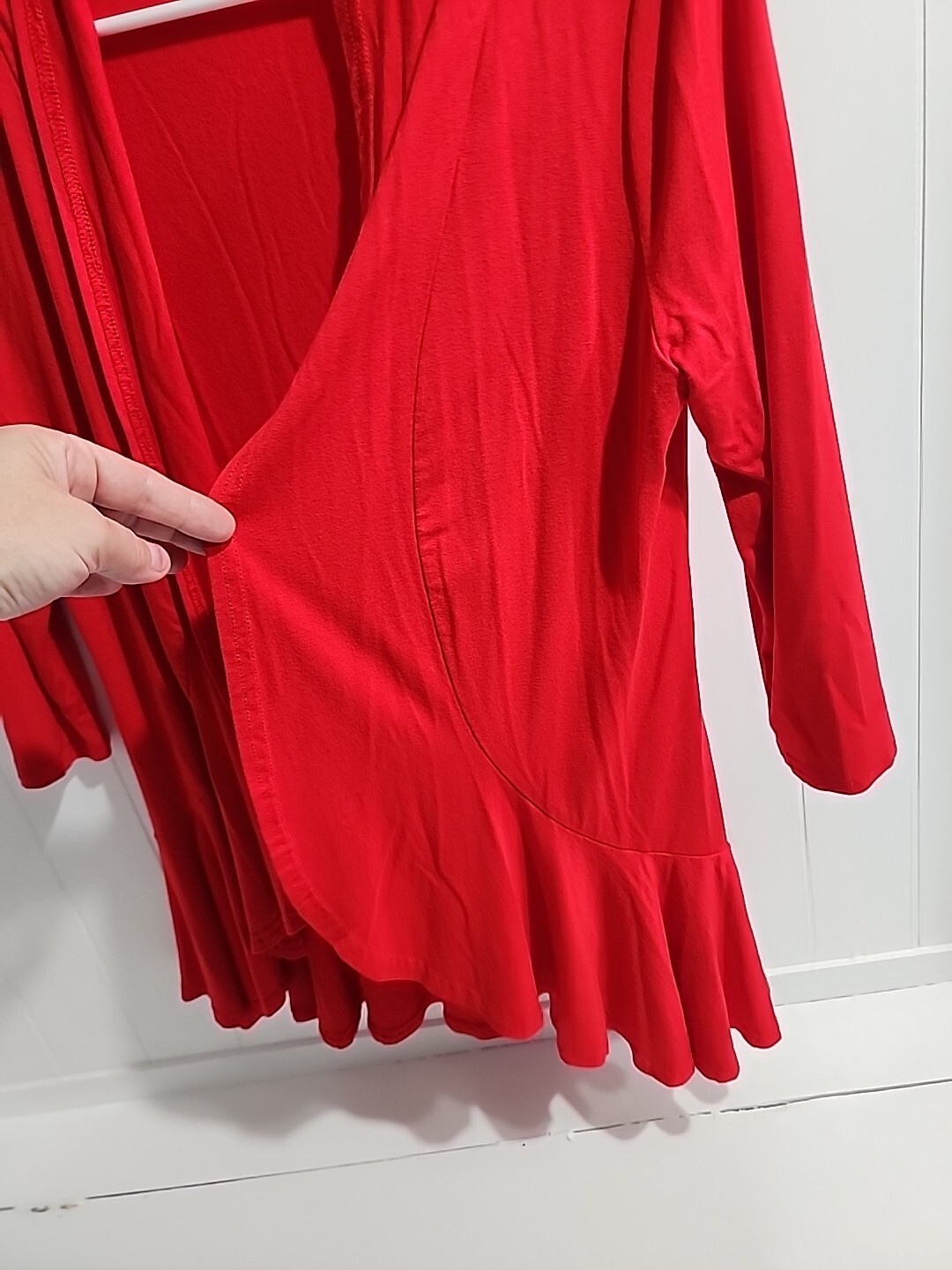 Urban Coco Ladies Size S Red Open Front 3/4 Sleeved Top image 2