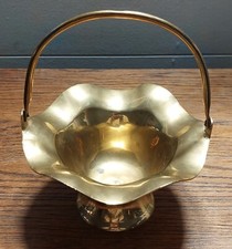 Vintage Brass Wavy Basket with handle