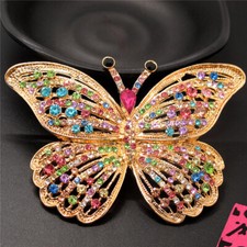 Hot Lady Fashion Colorful Rhinestone Insect Butterfly Crystal Women Brooch Pin