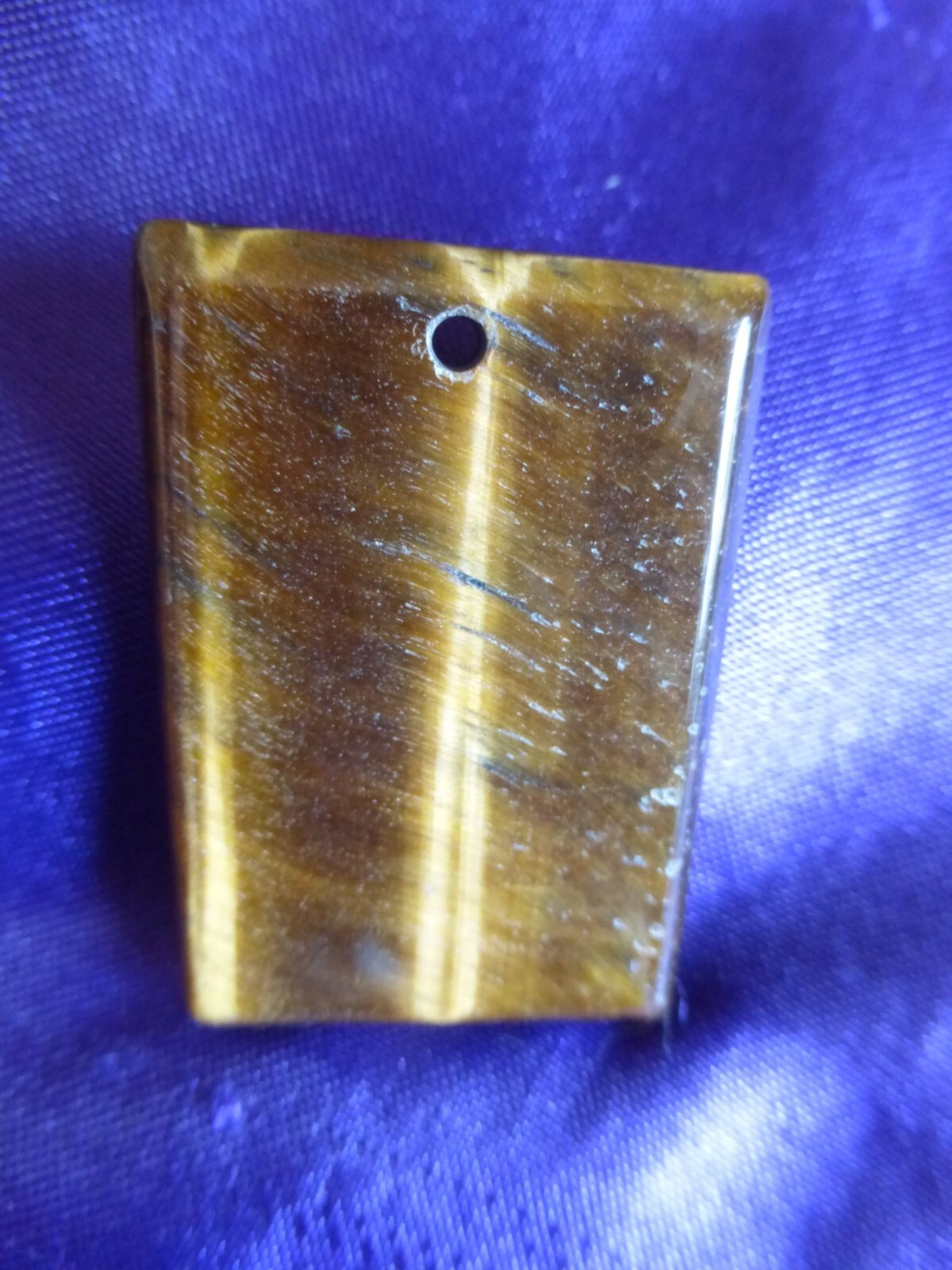 Pendentif en oeil de tigre rectangle d'exception marron et noir précieux