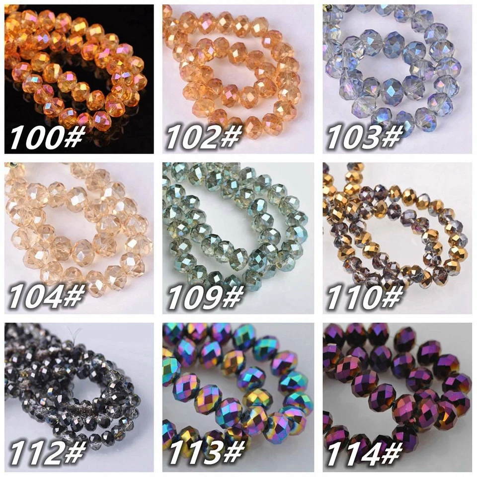 3mm 4mm 6mm 8mm 10mm 12mm Rondelle Faceted Crystal Glass Loose Spacer Beads lot - Image 4 of 4