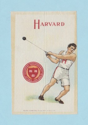 c1910s S22 Murad Cigarettes tobacco college silk HARVARD UNIVERSITY HAMMER  THROW