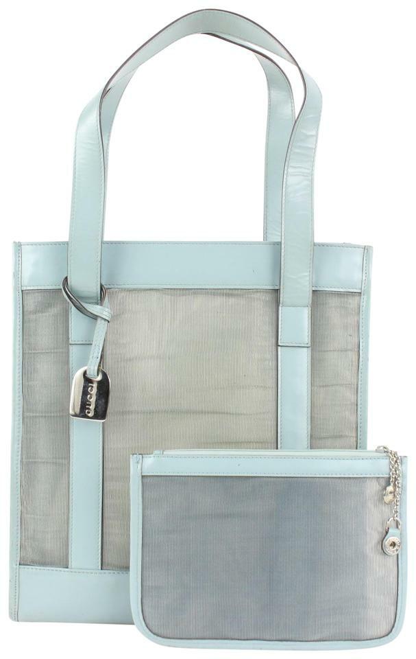 Gucci Blue Mesh Tote Bag with Pouch 915gk65 | eBay
