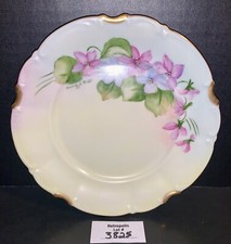 Hutschenreuther Selb Signed Pink Purple Floral Hand Painted 7" Plate Bavaria