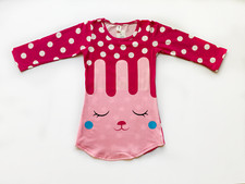 Kids Girls Pink Nightgown long Sleeves Pink Polka Dot Girls Sleepwear Gown 4T-9T