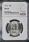 1961 Franklin Half Dollar 50¢ NGC MS 64 EB