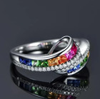 925 Silver Plated Proposal Ring 2.5 CT CZ Rain Bow Style Ring For Valentine Gift — photo 3