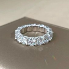 3Ct Round VVS1 Moissanite Full Eternity Wedding Band Ring 14K White Gold Plated