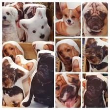 Dog Pillow Realistic Photograph on Fabric Puppy 14 Inches Breeds White Throw