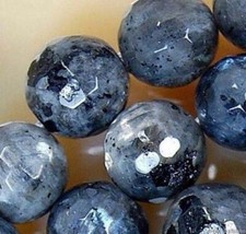 Natural 6/8/10/12mm Faceted Black Labradorite Gemstone Round Loose Beads 15"
