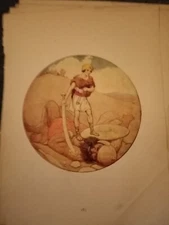 Di25  Ephemera religious book plate David slew goliath 