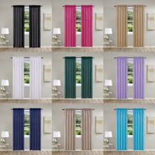 2PC FAUX SILK PANELS SHEER LIGHT FILTERING WINDOW CURTAIN MIX COLOR NEW (MR2)