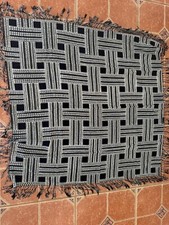 Wrap Scarf Black White 38" Square 3" Fringe Trim