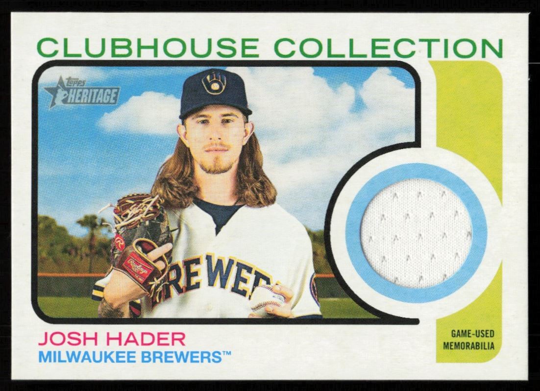 2022 Topps Heritage Clubhouse Collection Relics Josh Hader Milwaukee Brewers