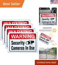 Professional Video Surveillance Signs - 10x14 Aluminum with UV Printing, 4-Pack