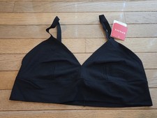 New SPANX Womens Cotton Comfort L Bralette VERY BLACK 30048R Bra Large Wireless
