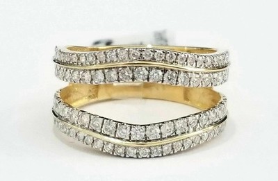 Real Moissanite Ring Guard Wrap Enhancer Jacket in 14k Yellow Gold Finish 2CT