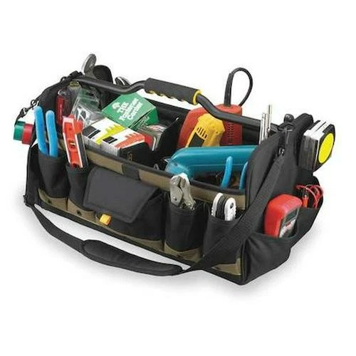 CLC Tool Tote Bag 27 Pocket Black Polyester Open Top Shoulder Strap 20in Heavy - Image 4 of 4