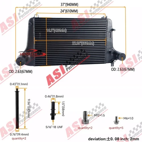 ASI Front Mount Aluminum Intercooler For 2000-2023 2022 Ford Explorer ST
