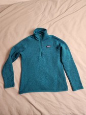Patagonia Better Sweater Fleece Jacket Womens Small Teal Blue 1/4 Zip 25617 EUC