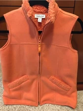 Women's Coldwater Creek soft orange polar tech fleece vest XS