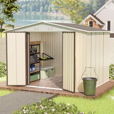 10x8 FT Outdoor Garden Shed with Hinge Door & Aluminum Alloy Frame for Backyard
