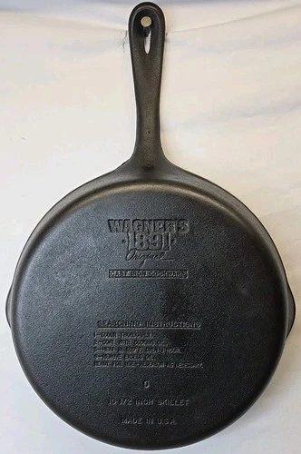 WAGNER 1891 ANNIVERSARY (1991) CAST IRON SKILLET 10-1/2" w/SEASONING INSTRUCTION