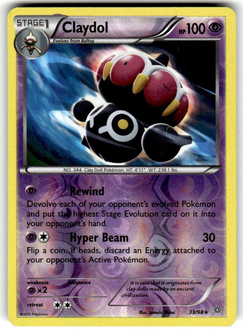 Pokemon --- CLAYDOL --- XY Ancient Origins! REVERSE HOLO! NM 33/98