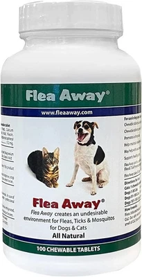 Flea Away 100 Chewable Tablets Flea, Tick & Mosquito Repellent for Dogs & Cats