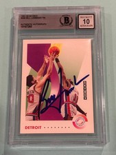 BILL LAIMBEER Signed 1991-92 SKYBOX Card #466 Beckett (BAS) AUTO 10