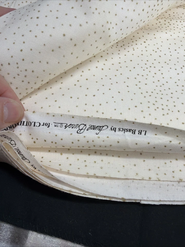 Laurel Burch Basics GOLD DOT on CREAM Metallic Cotton Fabric 5 Yards - Image 4 of 4