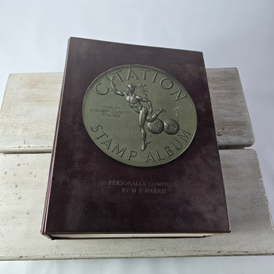 #ad Citation Stamp Album HE Harris. LARGEST ALBUM Partially filled out Estate Find $109.95