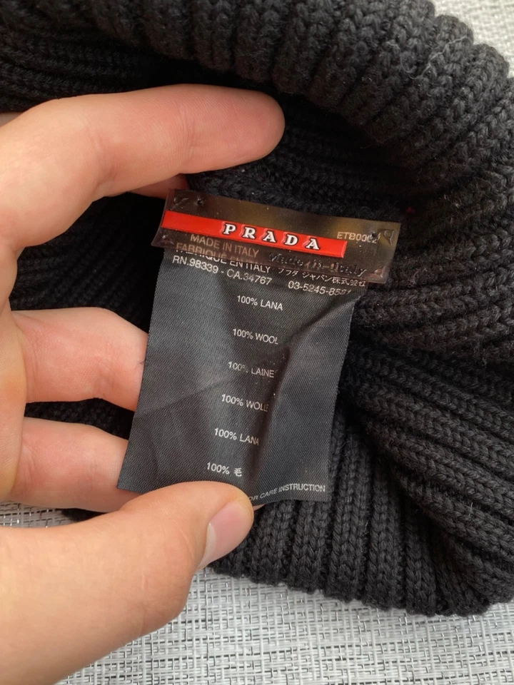 Vintage Prada Sport 2000s Linea Rossa Wool Beanie Hat - Image 4 of 4