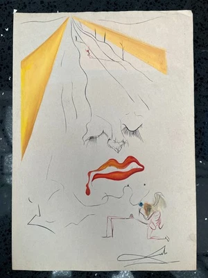 Salvador Dali Zeichnung auf Papier (Handmade) signiert und gestempelt Mischte... - Bild 1 von 4