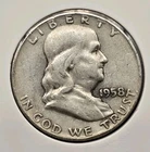 1958-D 50C 90% SILVER Franklin Half Dollar