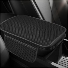 Car Center Console Cover, Cooling Auto Armrest Cushion Pad with 2 Storage Bags,