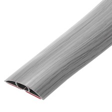 10ft Floor Cord Cover, Self Adhesive 0.47" W x 0.3" H, Grey Wood