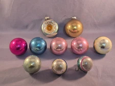 Lot of 10 Vintage Shiny Brite Bright Blue Pink Red Glass Ornaments Made In USA