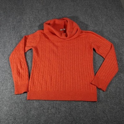 Christian Berg Cable Knit Cowl Neck Sweater Orange Cashmere Blend Size 40